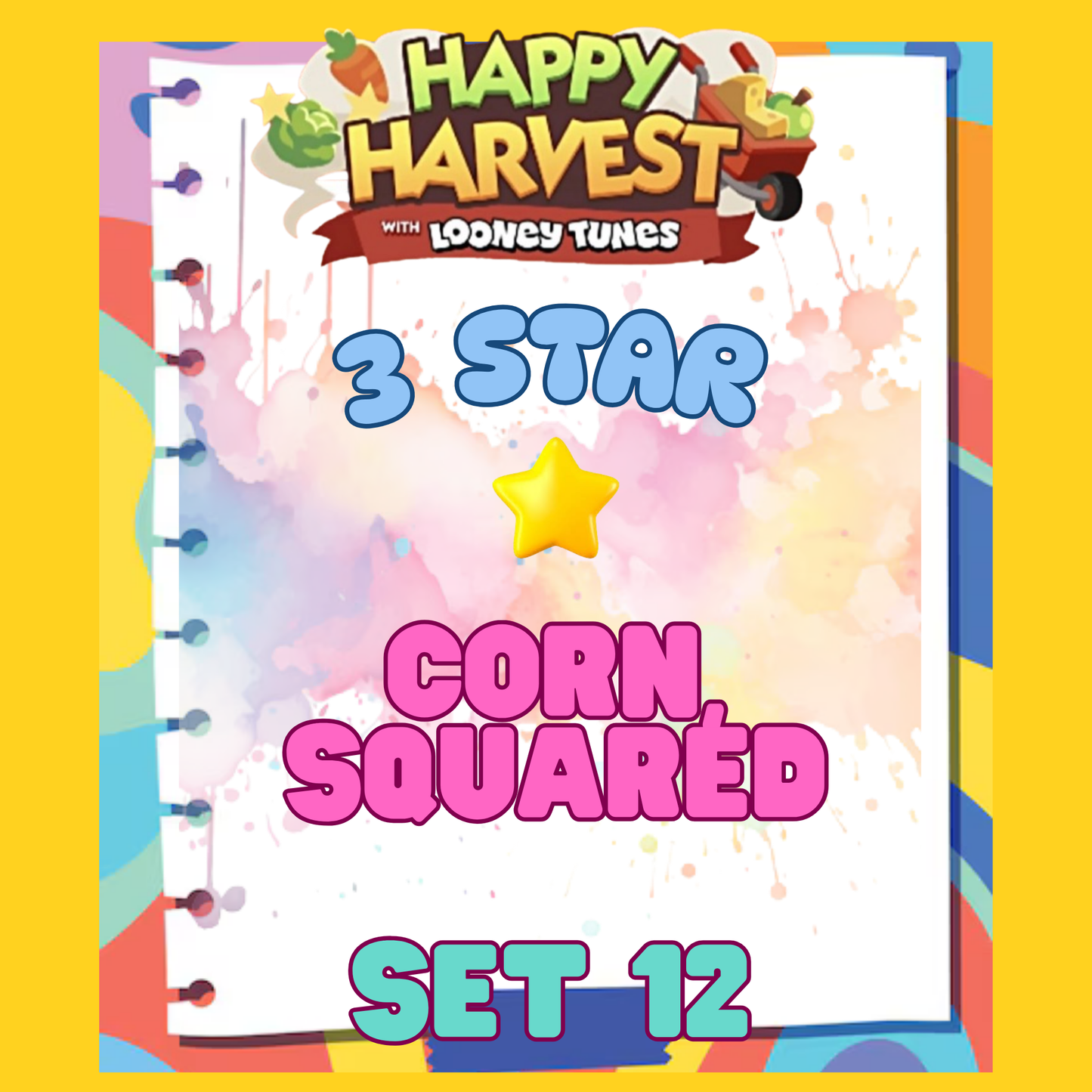 CORN, SQUARED - 3🌟 Set 12 - Monopoly Go Sticker