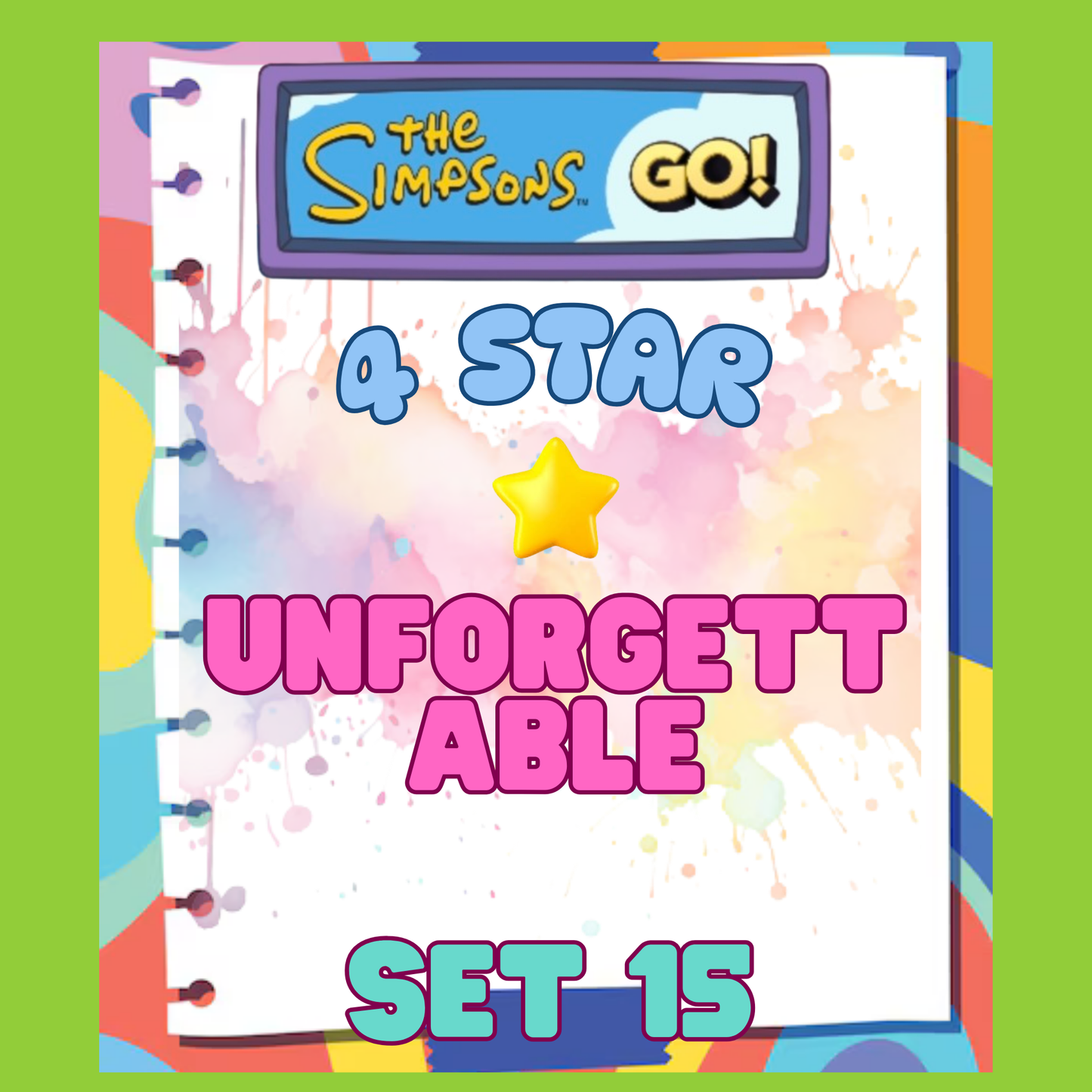 UNFORGETTABLE - 4🌟 Set 15 - Monopoly Go Sticker