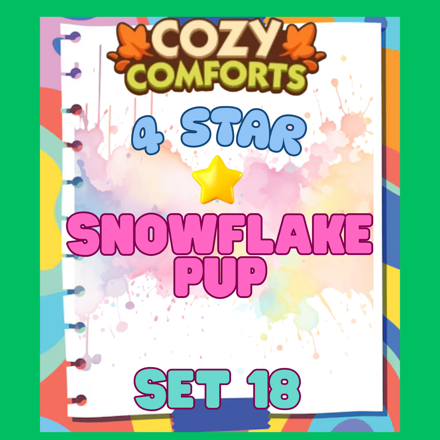 SNOWFLAKE PUP - 4🌟 Set 18 - Monopoly Go Sticker
