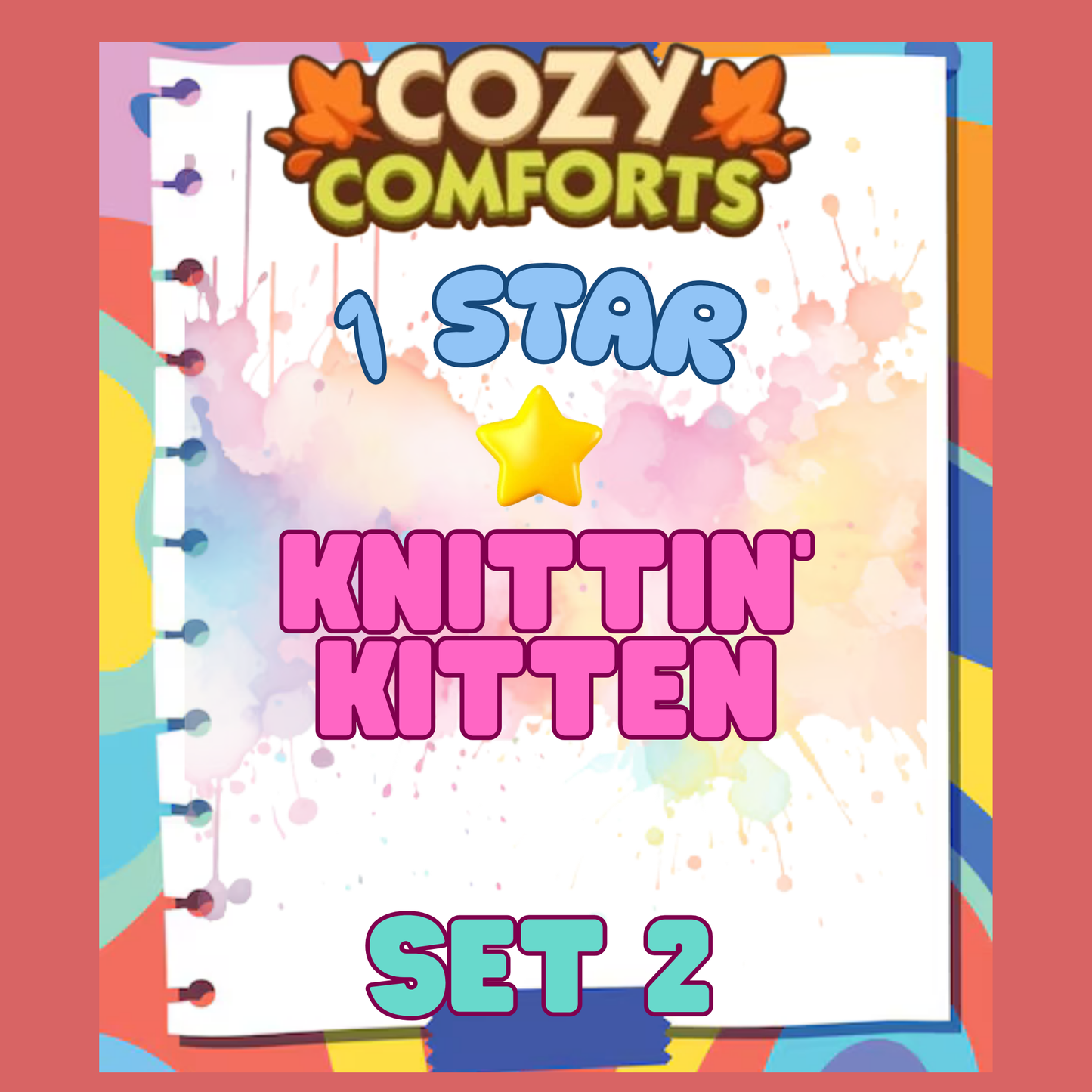 KNITTIN' KITTEN - 1🌟 Set 2 - Monopoly Go Sticker