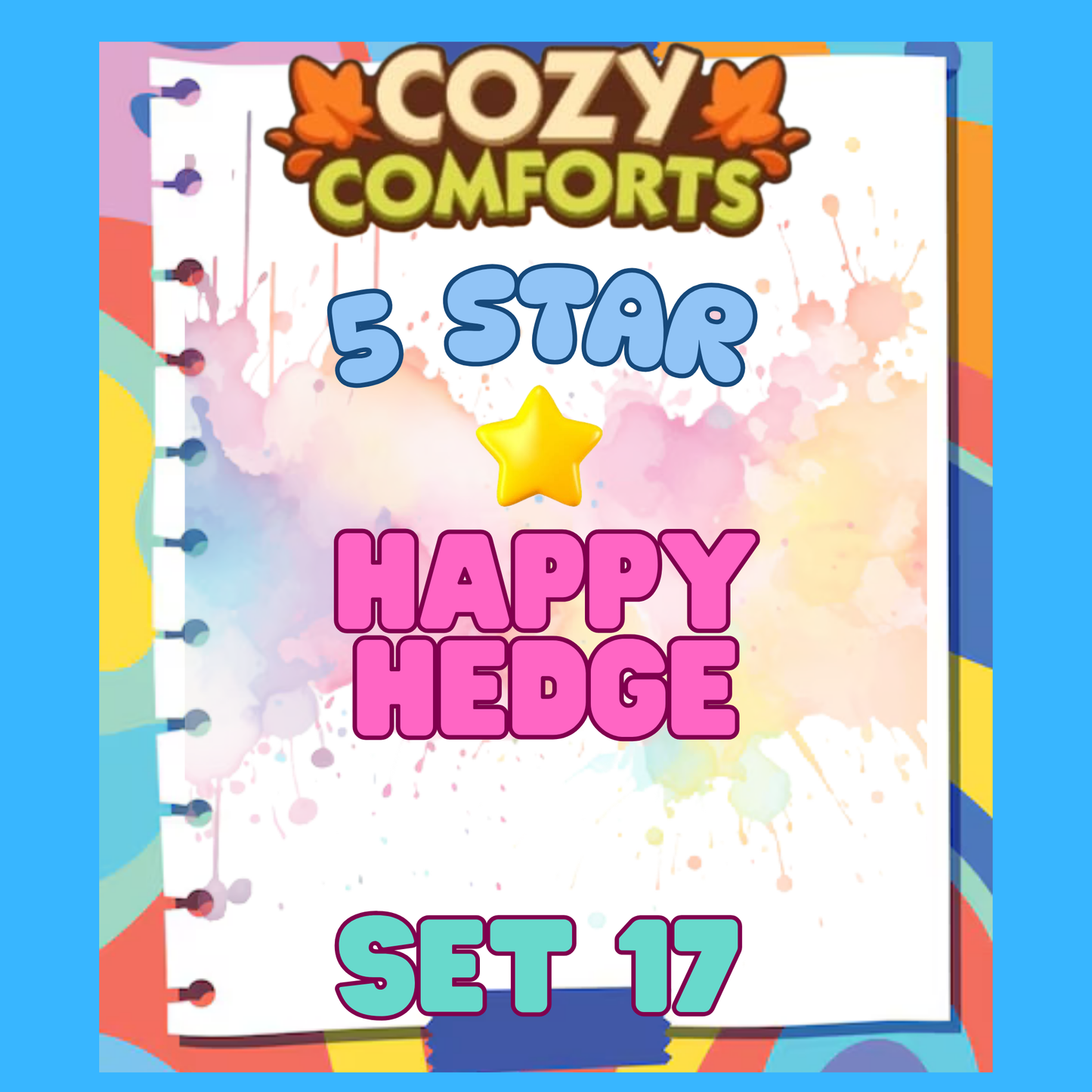 HAPPY HEDGE - 5🌟 Set 17 - Monopoly Go Sticker